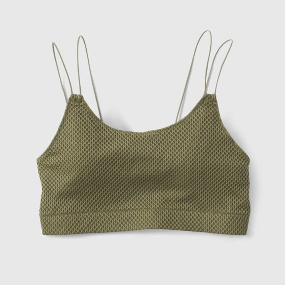Bungee-Strap Mesh Bralette in green shade 'Sultry Sage,' Size Small (La SENZA)